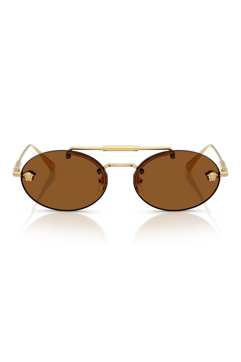 56mm Oval Sunglasses, Main, color, GOLD / DARK BROWN