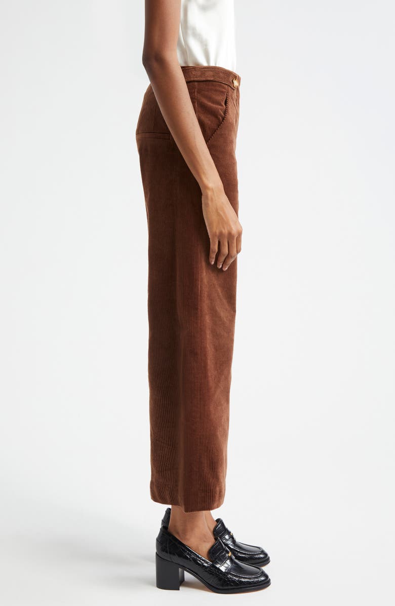 Veronica Beard Brynleigh Crop Stretch Cotton Corduroy Pants, Alternate, color, Dark Cocoa