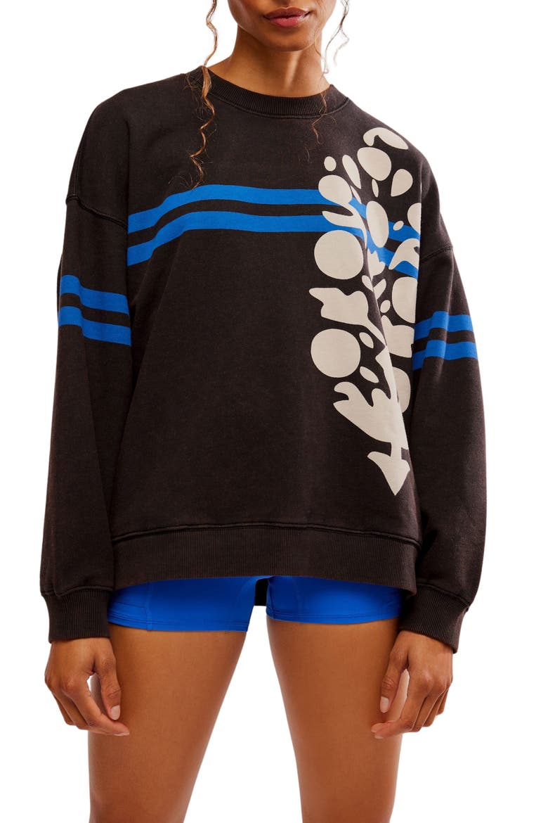 FP Movement All Star Oversize Graphic Sweatshirt, Main, color, BLACK/ COBALT