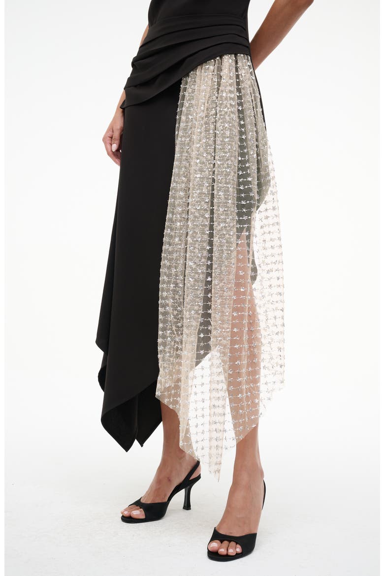 Effie Drape Mock Neck Asymmetric Maxi Dress, Alternate, color, BLACK/ STARDUST
