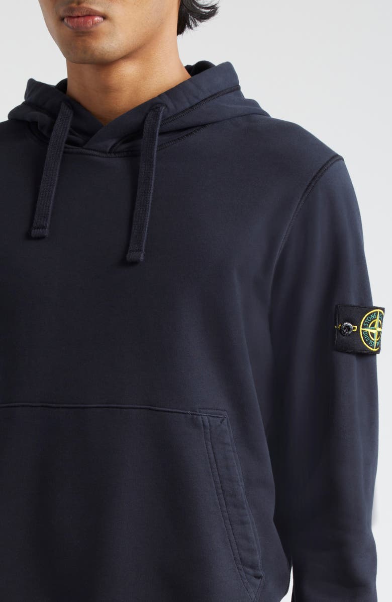 Stone Island Logo Patch Cotton Hoodie, Alternate, color, Navy Blue