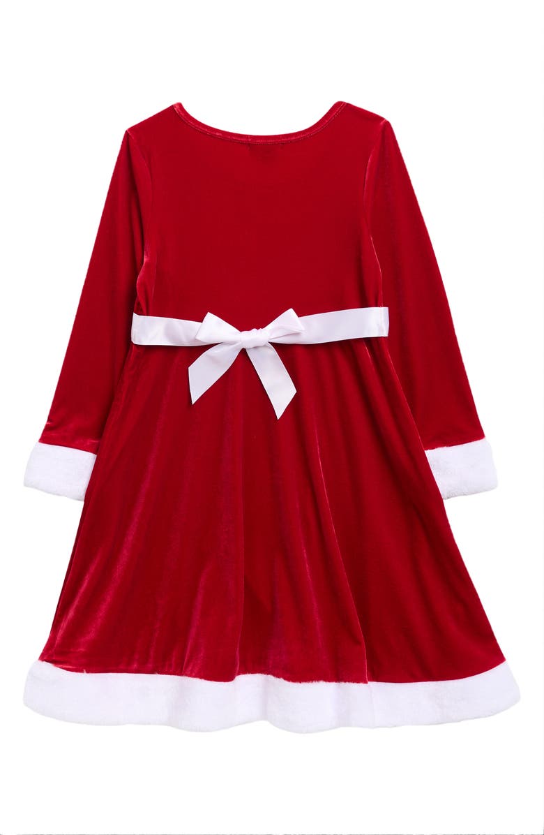 Zunie Kids' Velvet Santa Party Dress & Scrunchie Set, Alternate, color, Red