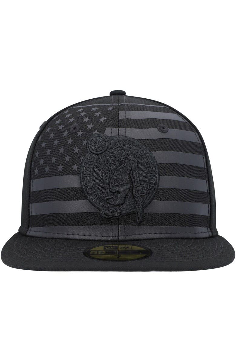New Era Men's New Era Boston Celtics Black on Black Tonal Flag 59FIFTY Fitted Hat, Alternate, color, 