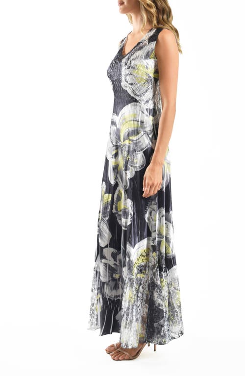 Shop Komarov Lace-up Back Maxi Cocktail Dress In Midnight Poppy