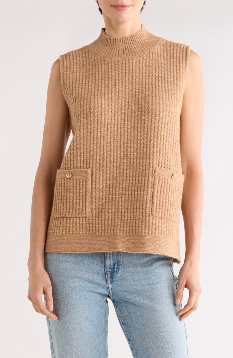SUNDAY EDITION Mock Neck Knit Vest, Main, color, Beige