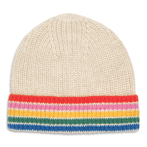 Baby Cotton Beanie In Rainbow Stripe