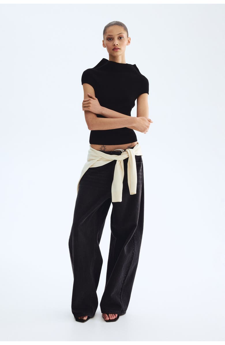 H&M Turtleneck Top, Main, color, Black