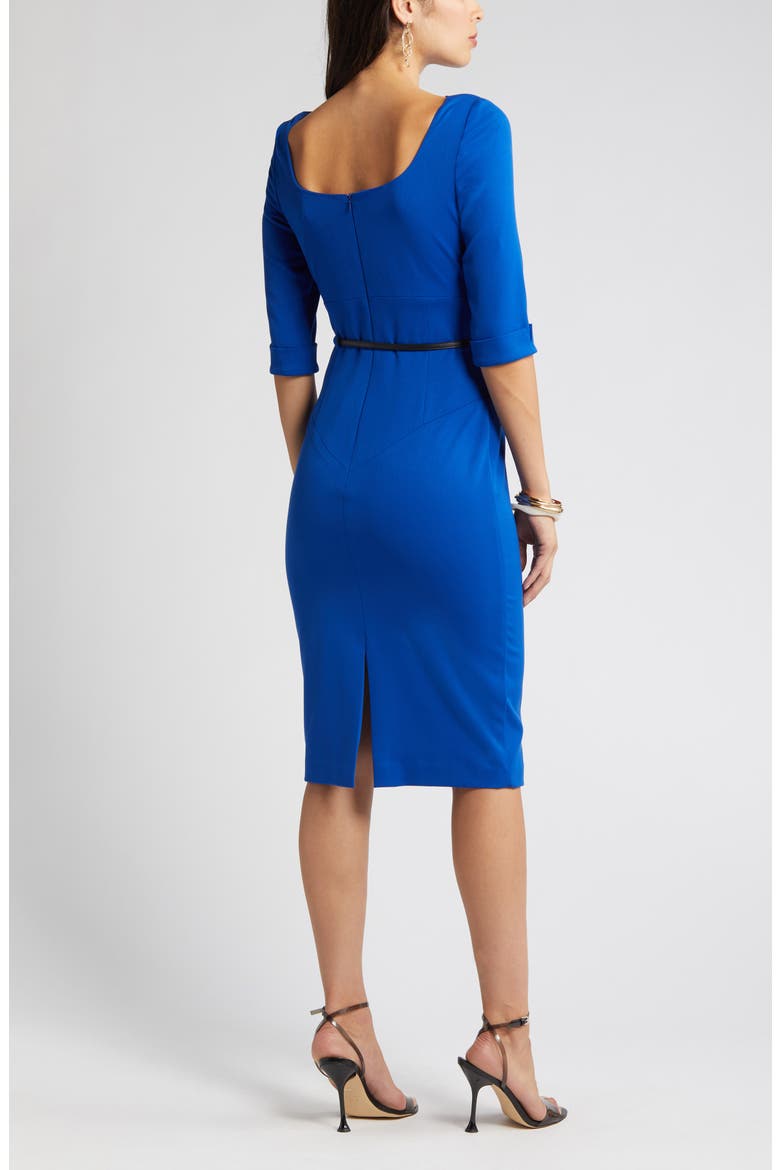 Jackie Belted Sheath Dress, Alternate, color, COBALT