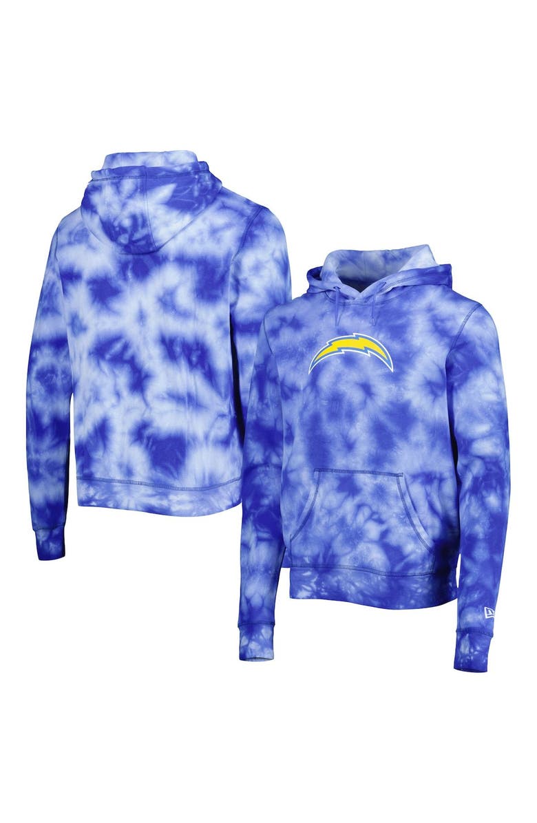 New Era Men's New Era Powder Blue Los Angeles Chargers Team Tie-Dye Pullover Hoodie, Main, color, Powder Blue