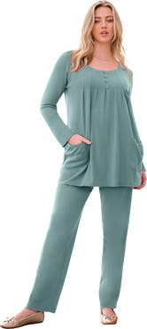 Roaman's Plus Size Two Pocket Long Sleeve Soft Knit Swing Tunic