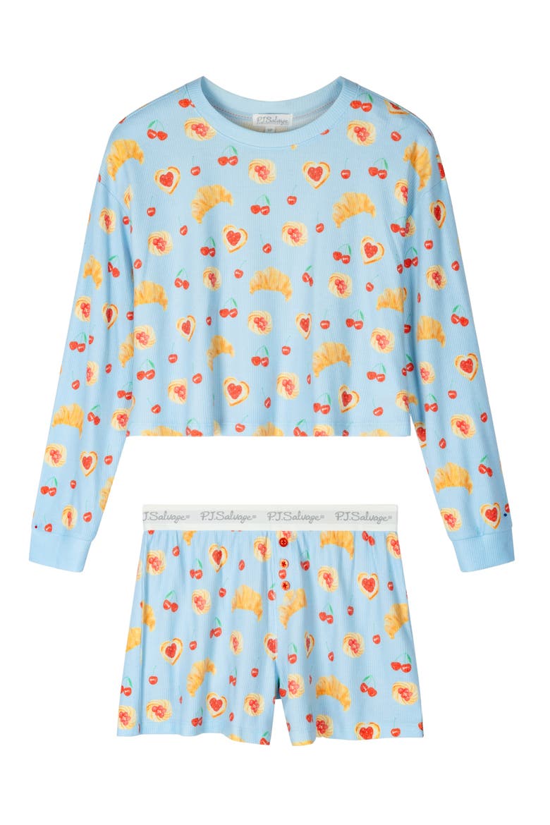 Boyfriend Boxer Pajamas, Alternate, color, CRYSTAL BLUE