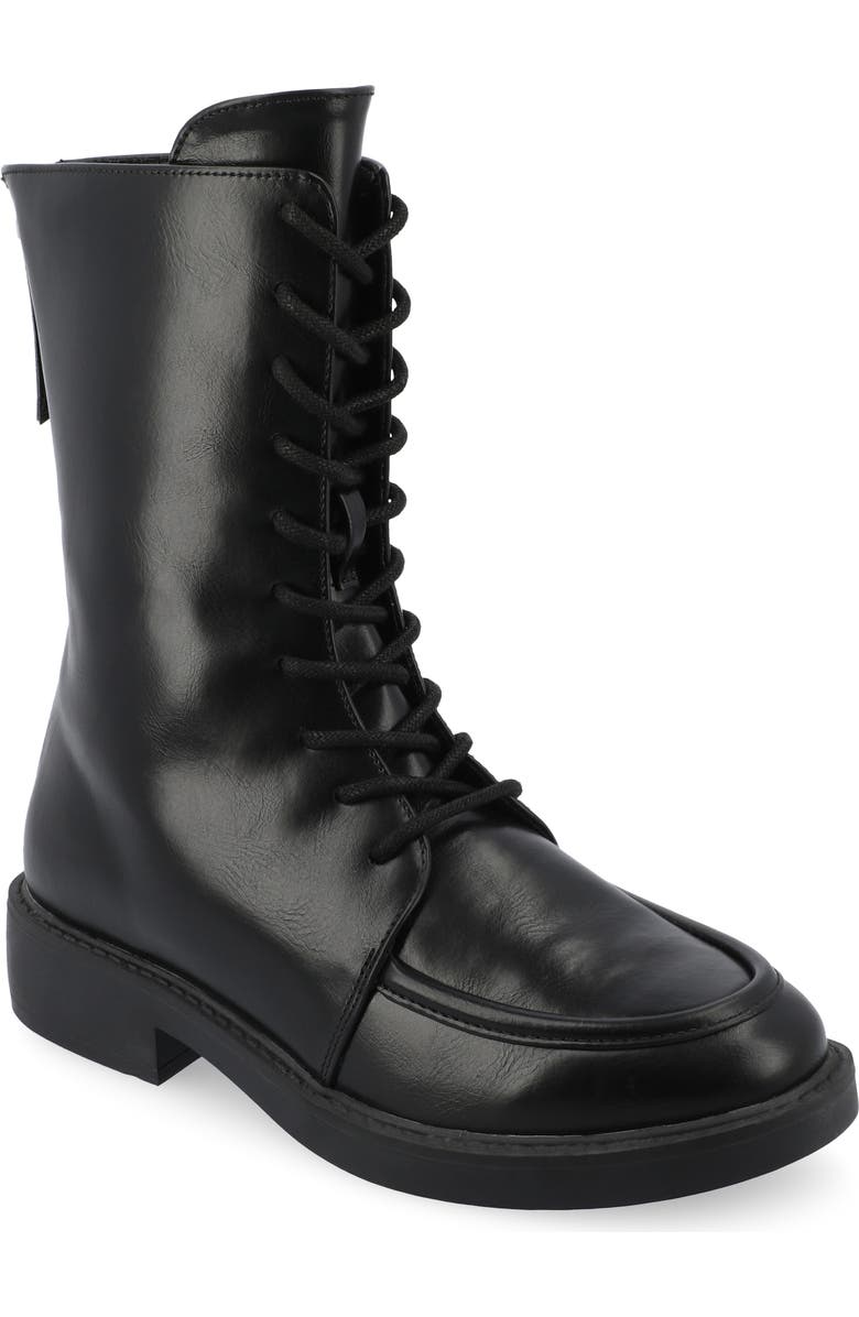 Journee Collection Nikks Combat Boot, Main, color, Black