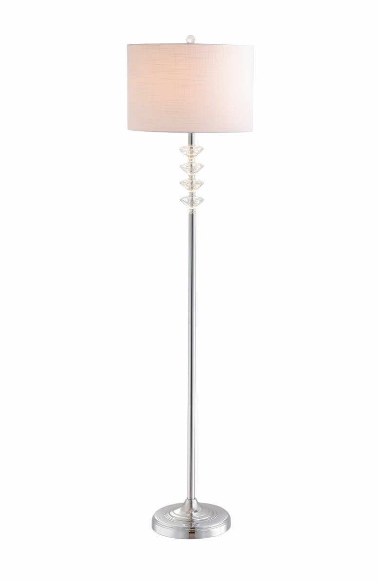 JONATHAN Y Mia Crystal/Metal LED Floor Lamp, Main, color, Clear/ Chrome