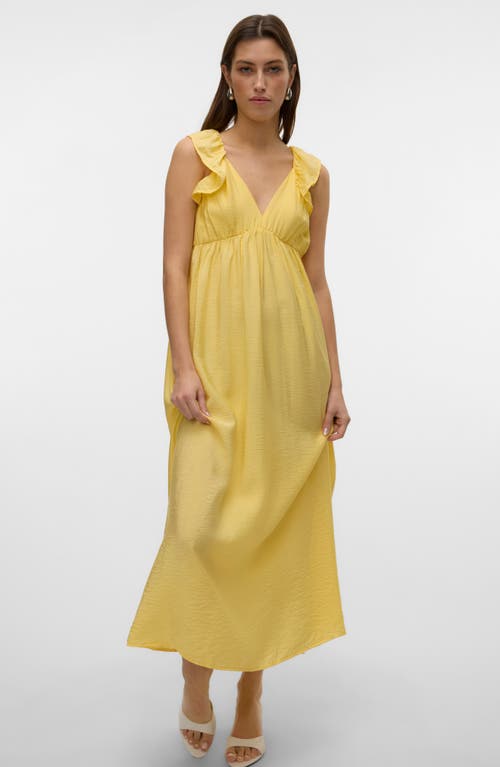 Vero Moda Josie Ruffle Empire Waist Maxi Dress In Pale Banana