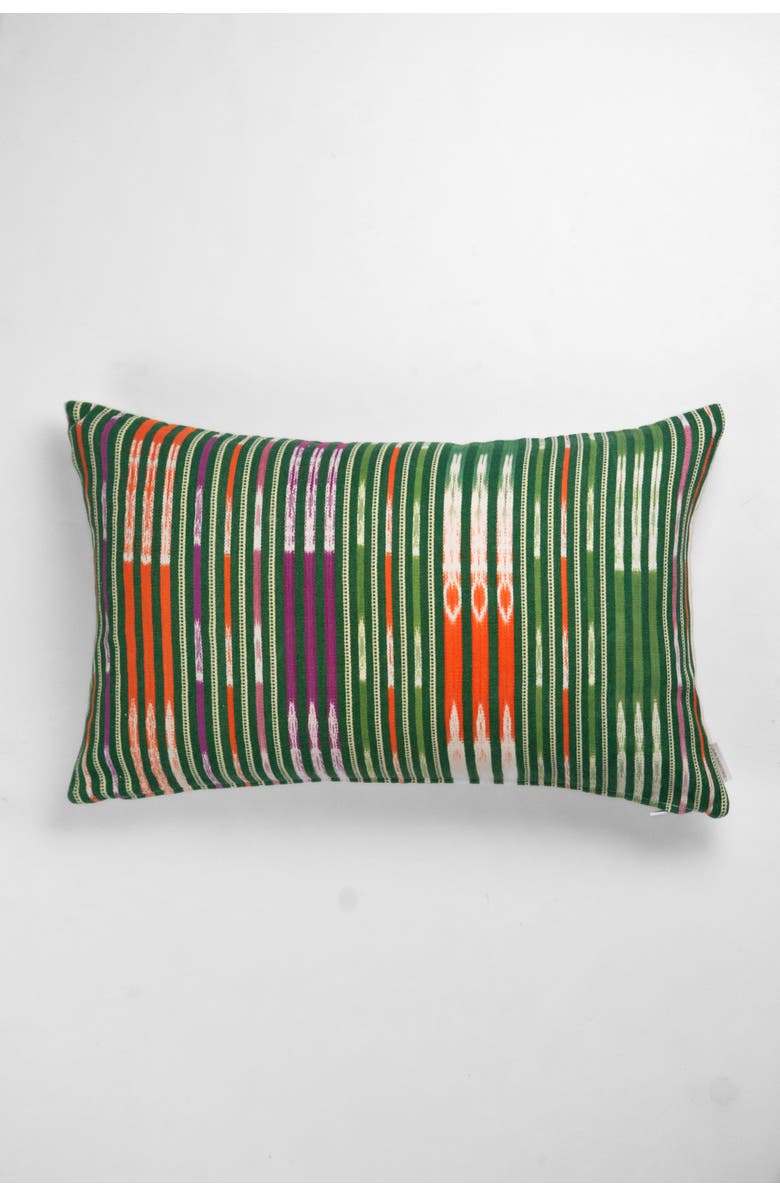 Archive New York Vintage Verde Ikat Stripe Handwoven Throw Pillow, Alternate, color, Green