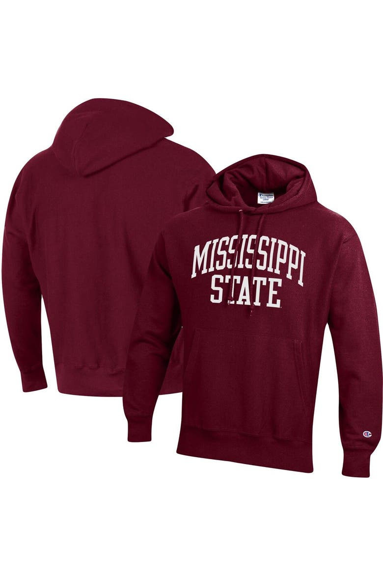 Men's Champion Maroon Mississippi State Bulldogs Team Arch Reverse Weave Pullover Hoodie, Main, color, Maroon