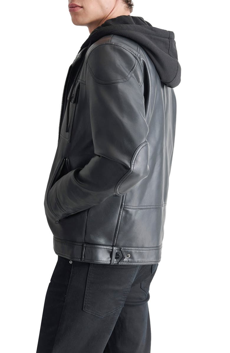 DKNY Faux Leather Jacket, Alternate, color, Black