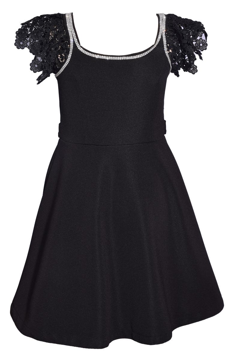 Iris & Ivy Kids' Scuba Skater Dress, Alternate, color, Black