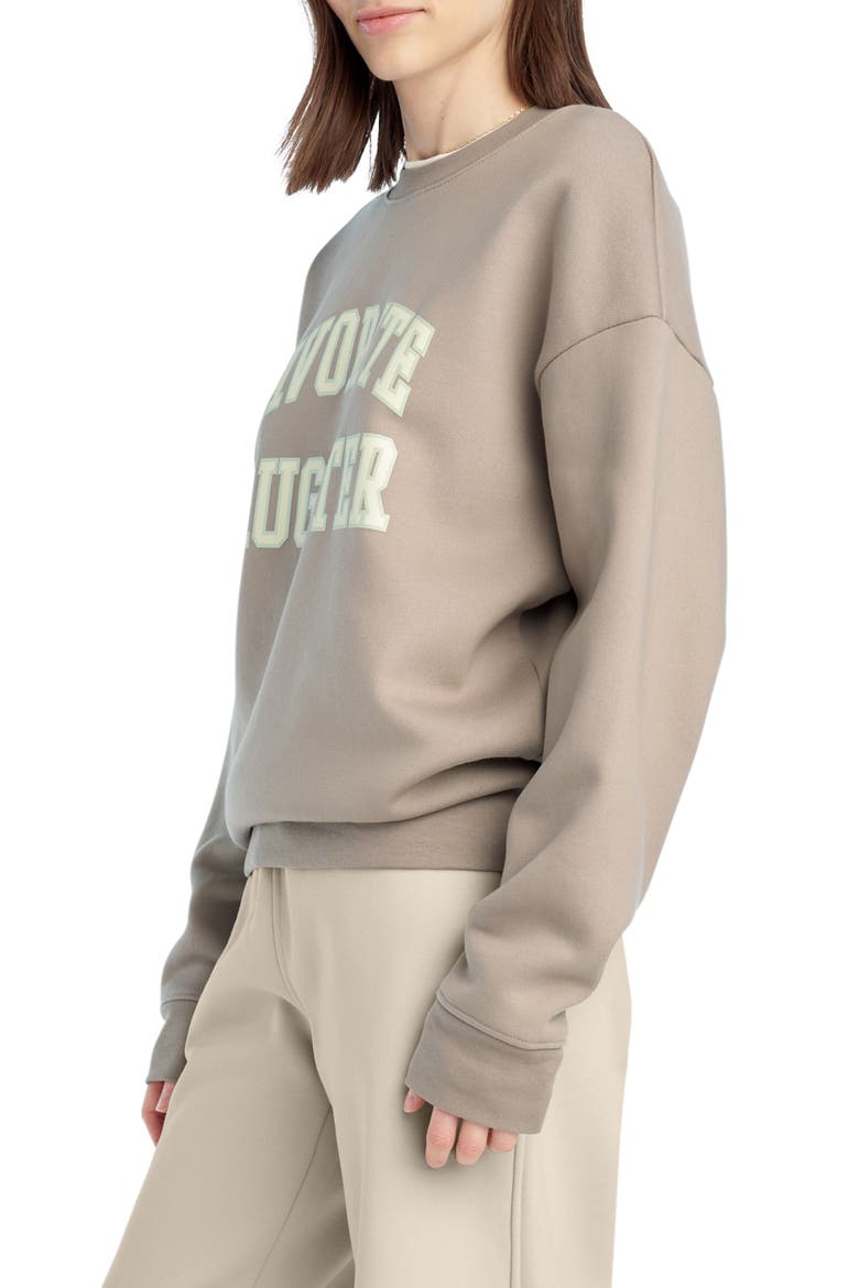Collegiate Cotton Blend Sweatshirt, Alternate, color, SOFT TAUPE/GARDENI