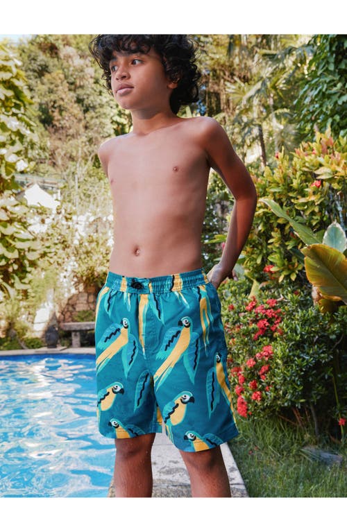 Tea Collection Mid-length Swim Trunks 3.0 In Blue & Yellow Macaws