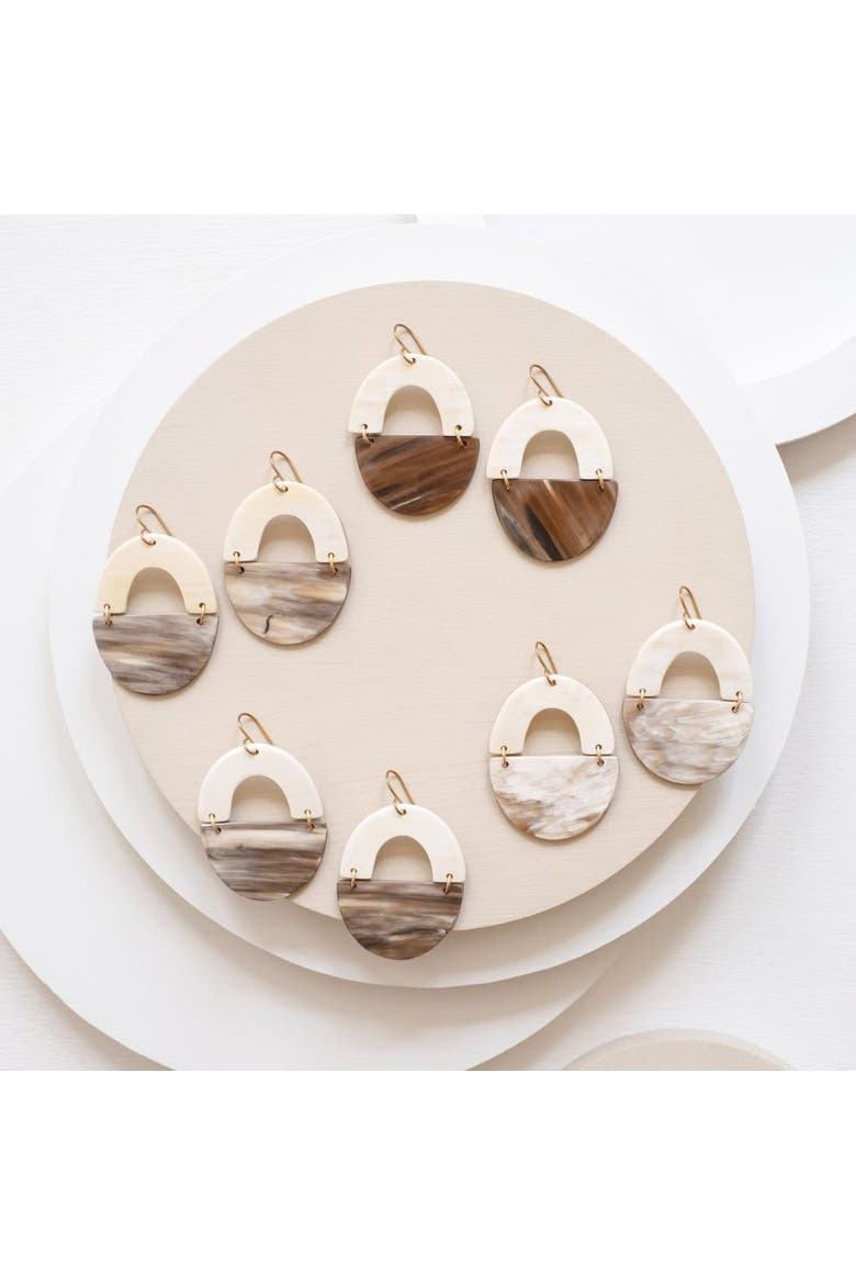 Horizon Earrings, Alternate, color, Brown + White