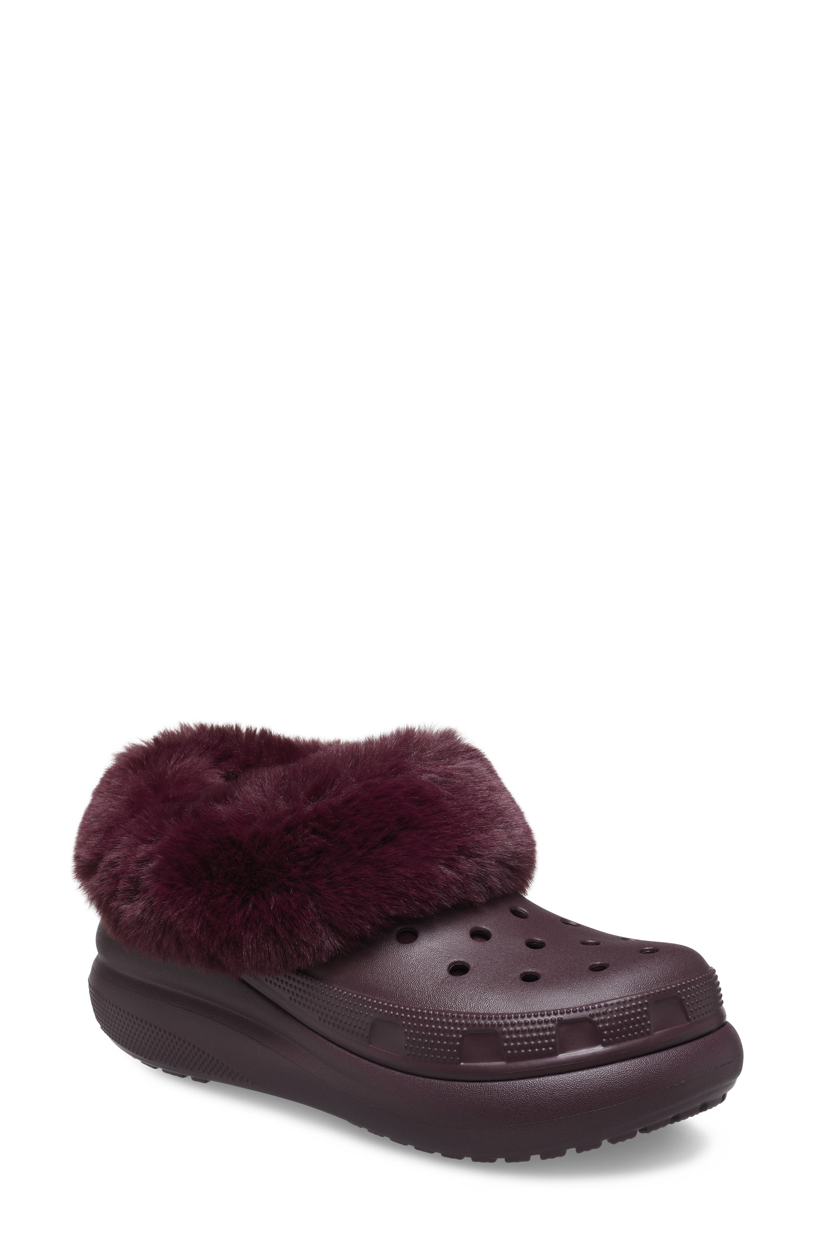 Classic Furever Crush Faux Shearling Lined Clog, Main, color, DARK CHERRY