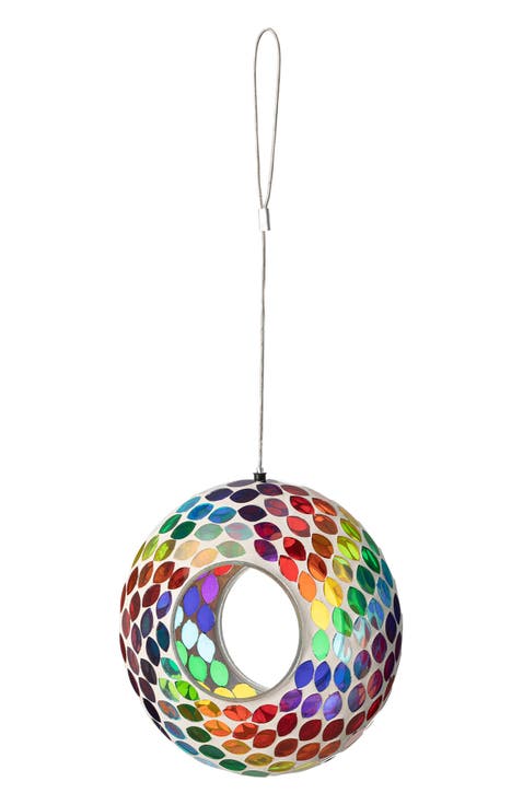 Glass Round Hanging Multi-Color Mosaic Birdfeeders