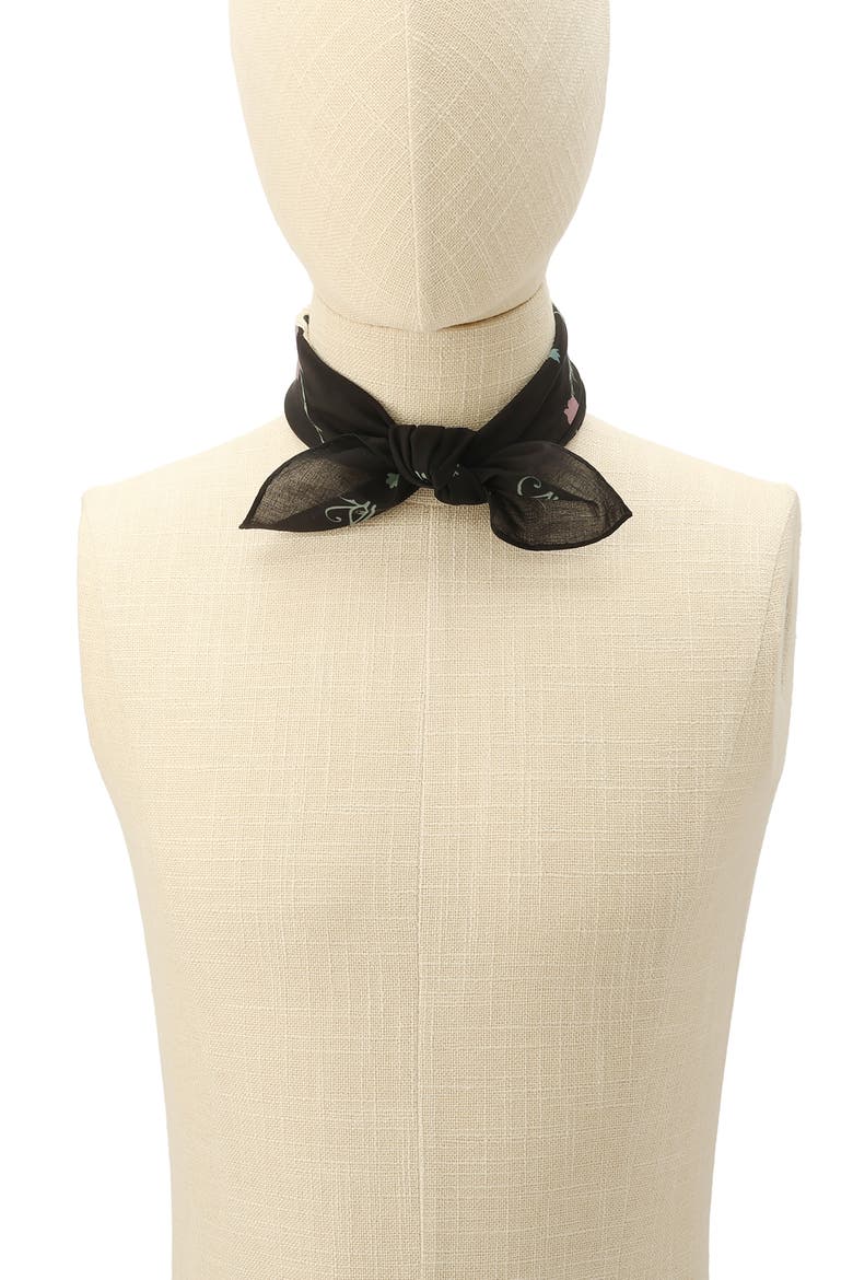 Fleur De Lis Embroidered Bandana, Alternate, color, BLACK
