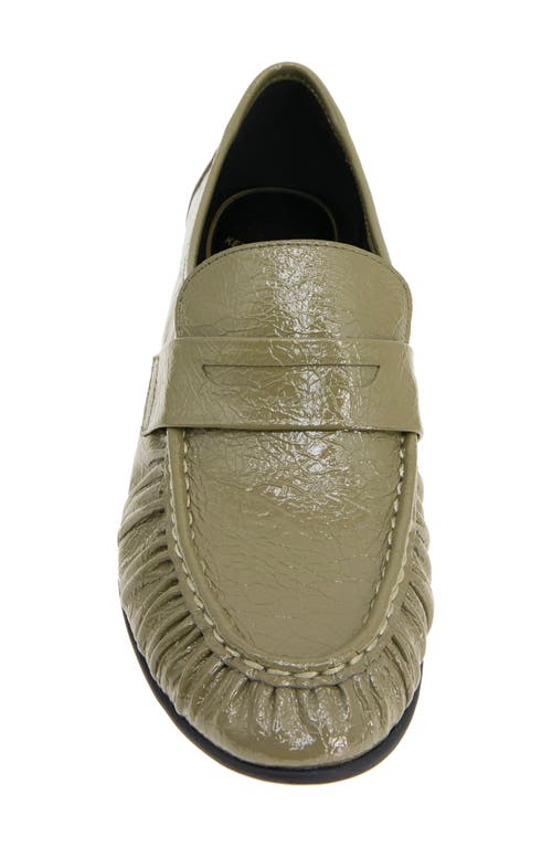 Kenneth Cole Reece Crinkle Patent Penny Loafer In Green