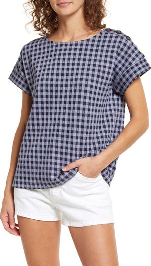 Darrel Gingham Button Top