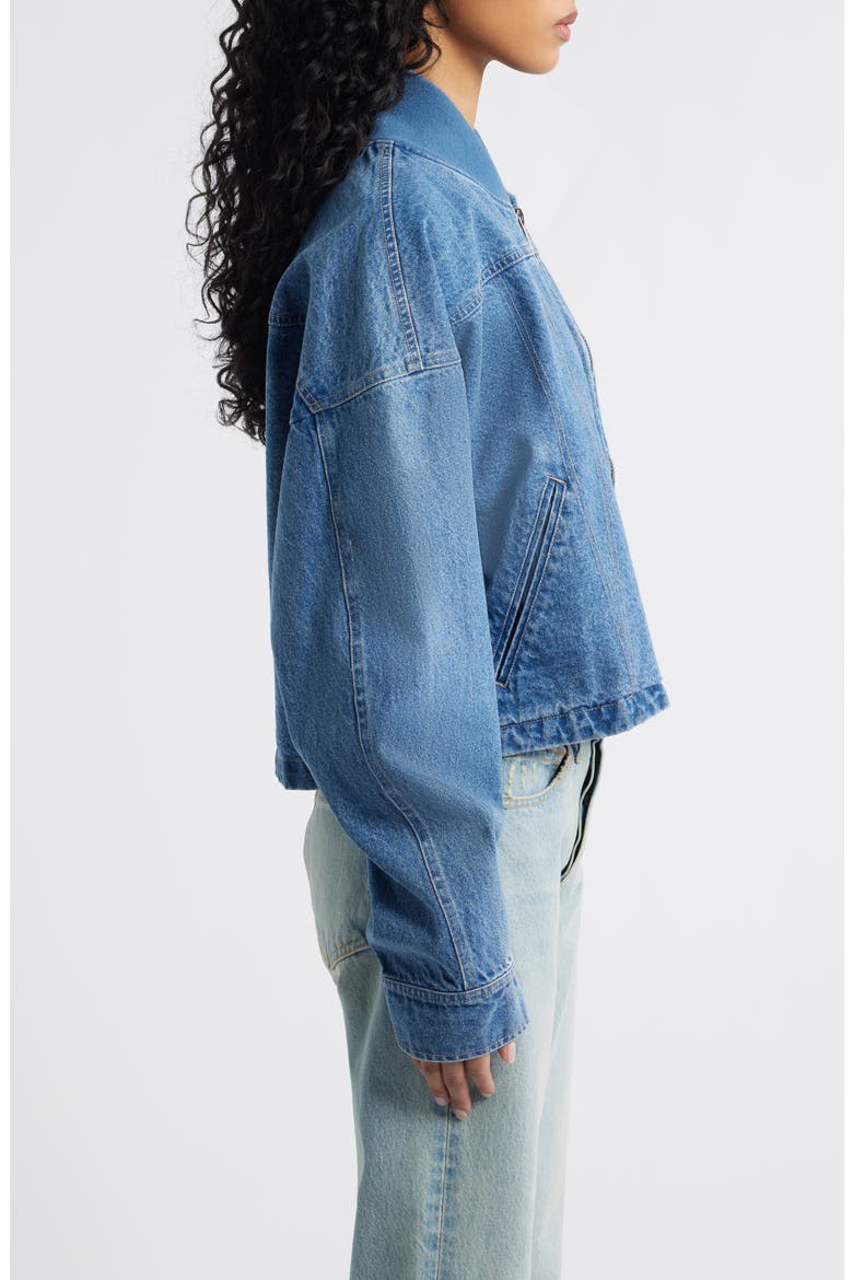 Relaxed Fit Denim Flight Jacket, Alternate, color, DENIM BLUE