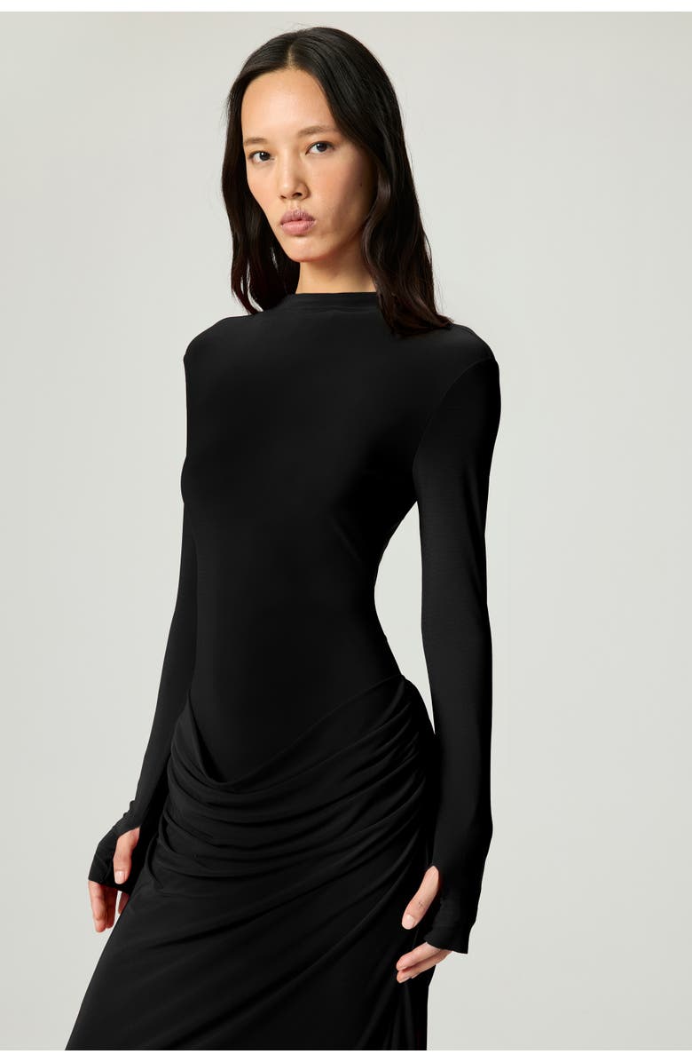 Nocturne High-Neck Ruched Maxi Dress, Alternate, color,