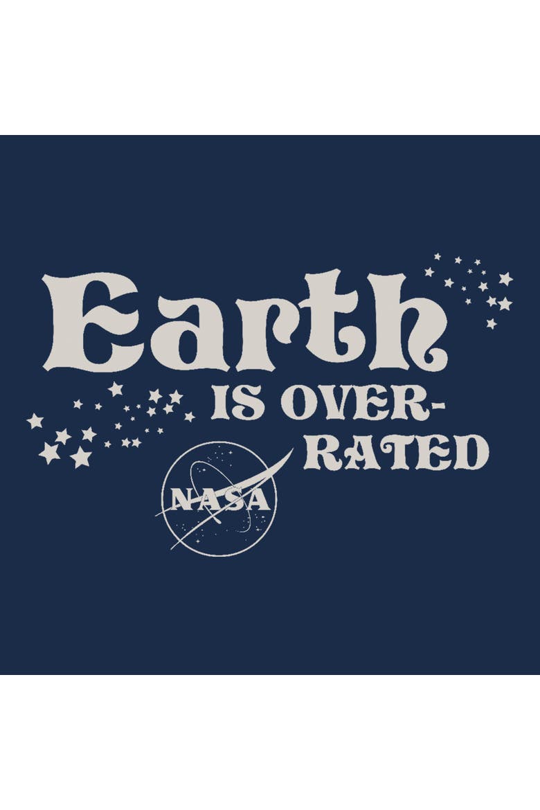 Men's NASA Earth Is Overrated Logo  Graphic T-Shirt, Alternate, color, Navy Blue Heather