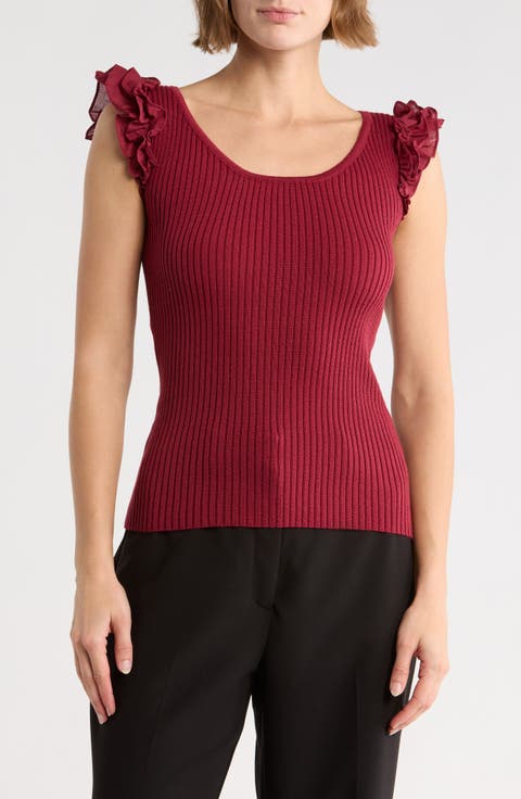 Decla Ruffle Sleeve Knit Top