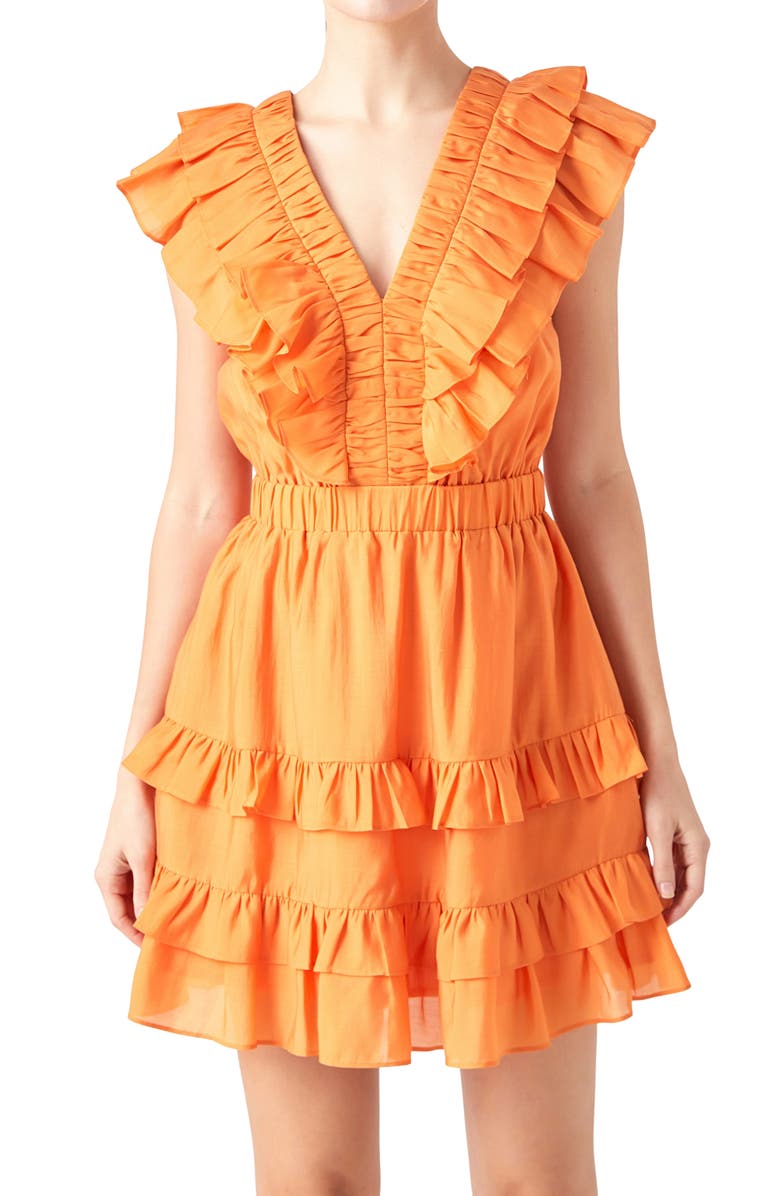 Endless Rose Ruffle Trim Minidress, Alternate, color, Orange