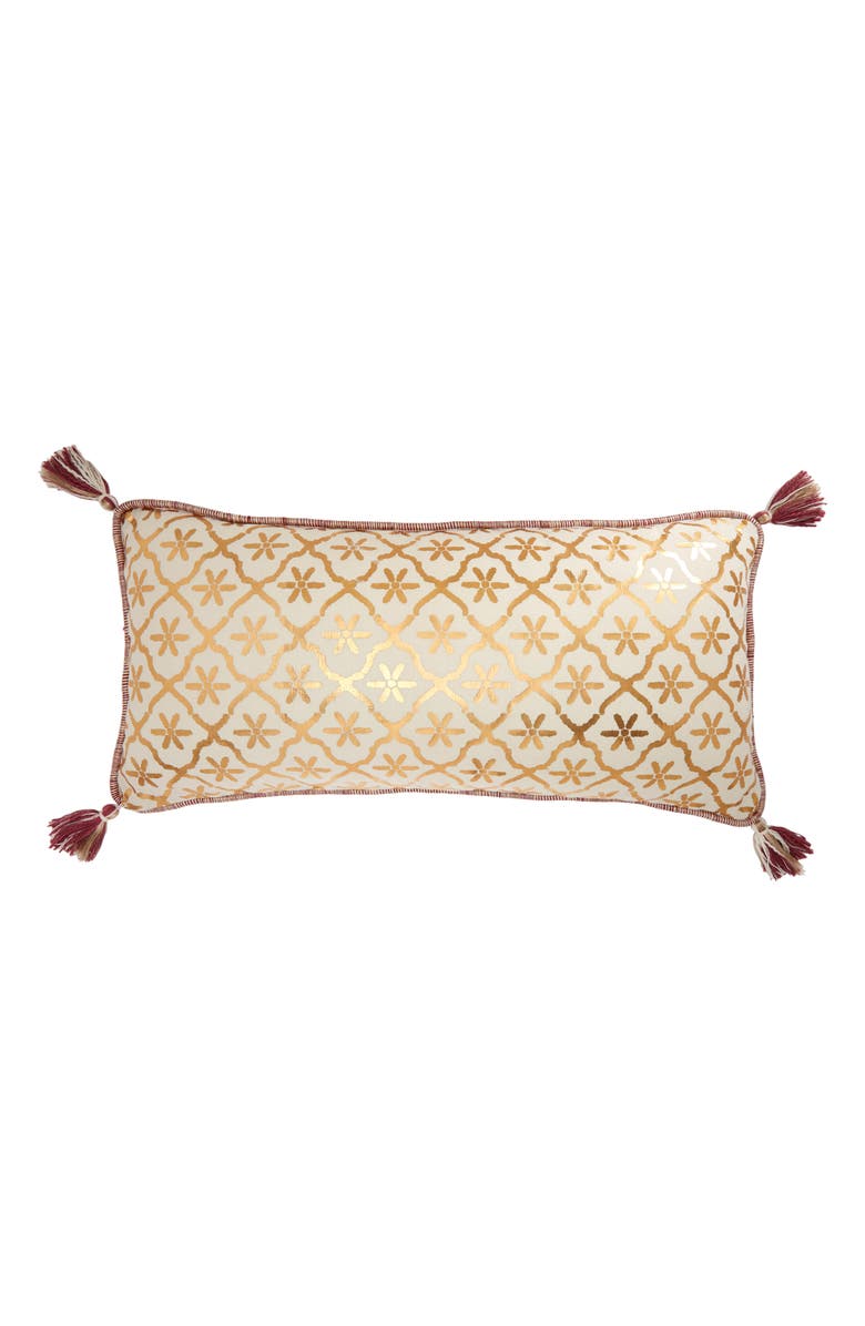 Anthropologie Home Feze Metallic Print Tassel Accent Pillow, Main, color, 