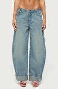 EDIKTED Kella Low Rise Baggy Cuffed Wide Leg Jeans