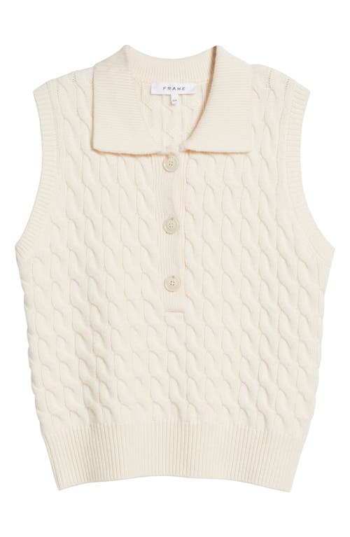 Frame Cable-knit Wool Polo Vest In Cream