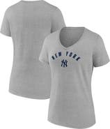 FANATICS Women's Fanatics Gray New York Yankees V-Neck T-Shirt