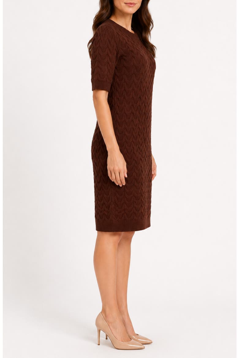 Short Sleeve Cable Knit Sheath Dress, Alternate, color, CHOCOLATE