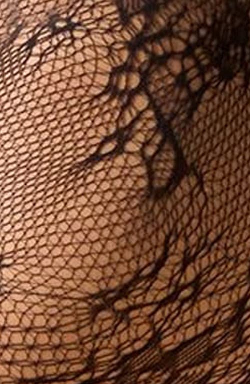 Memoi Floral Net Sheer Tights In Black