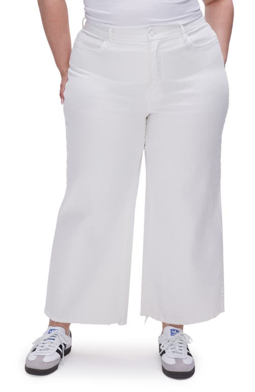 Good American Womens White001 Good Waist Palazzo Wide-leg High-rise Stretch-denim Jeans In White001