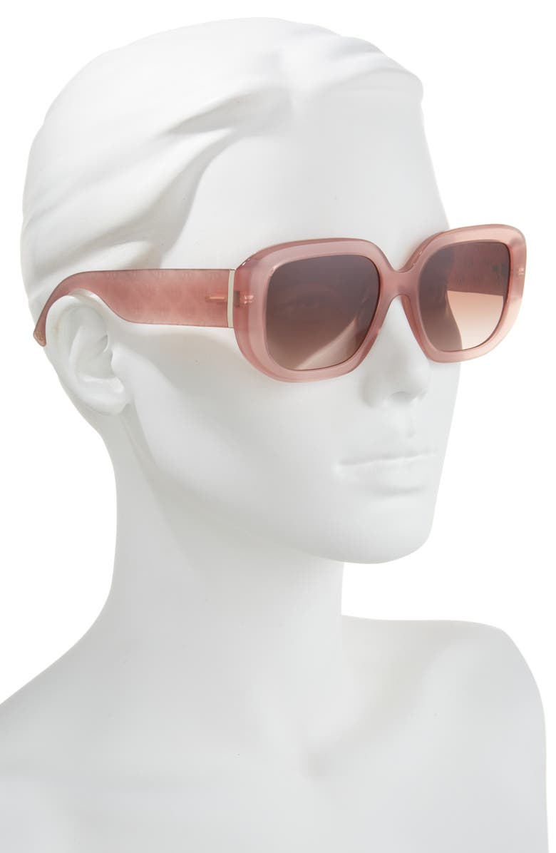 Tory Burch 54mm Irregular Sunglasses, Alternate, color, Milky Wine Pink / Brown