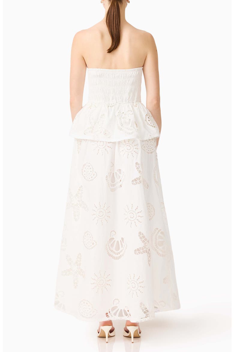 Shell Broderie Strapless Gown, Alternate, color, WHITE
