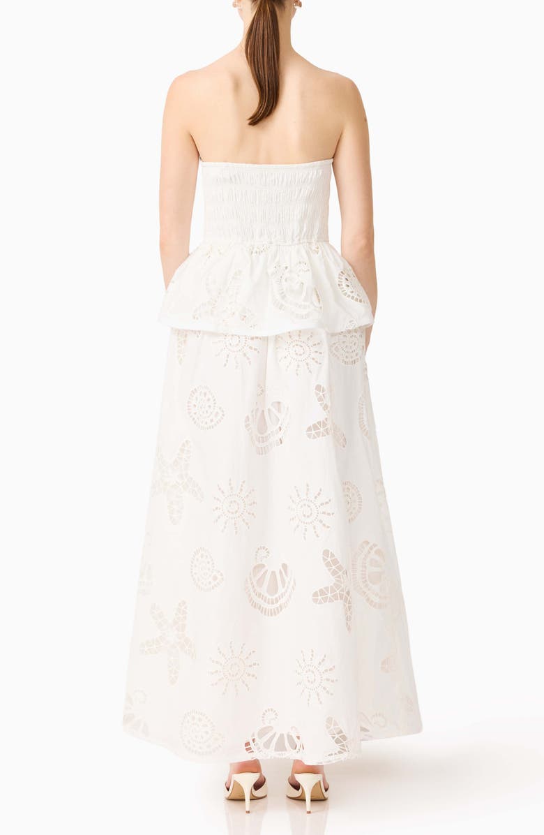 Elliatt Shell Broderie Strapless Gown, Alternate, color, White