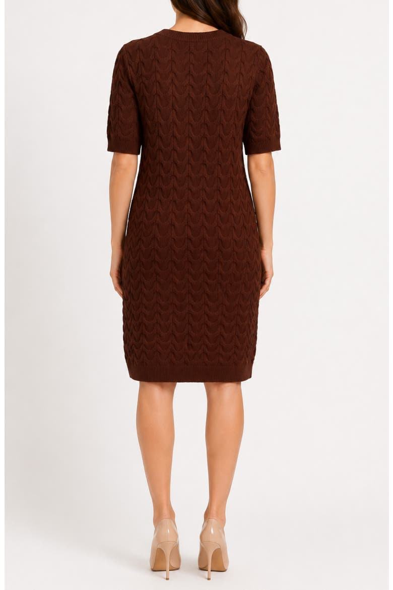 Short Sleeve Cable Knit Sheath Dress, Alternate, color, CHOCOLATE
