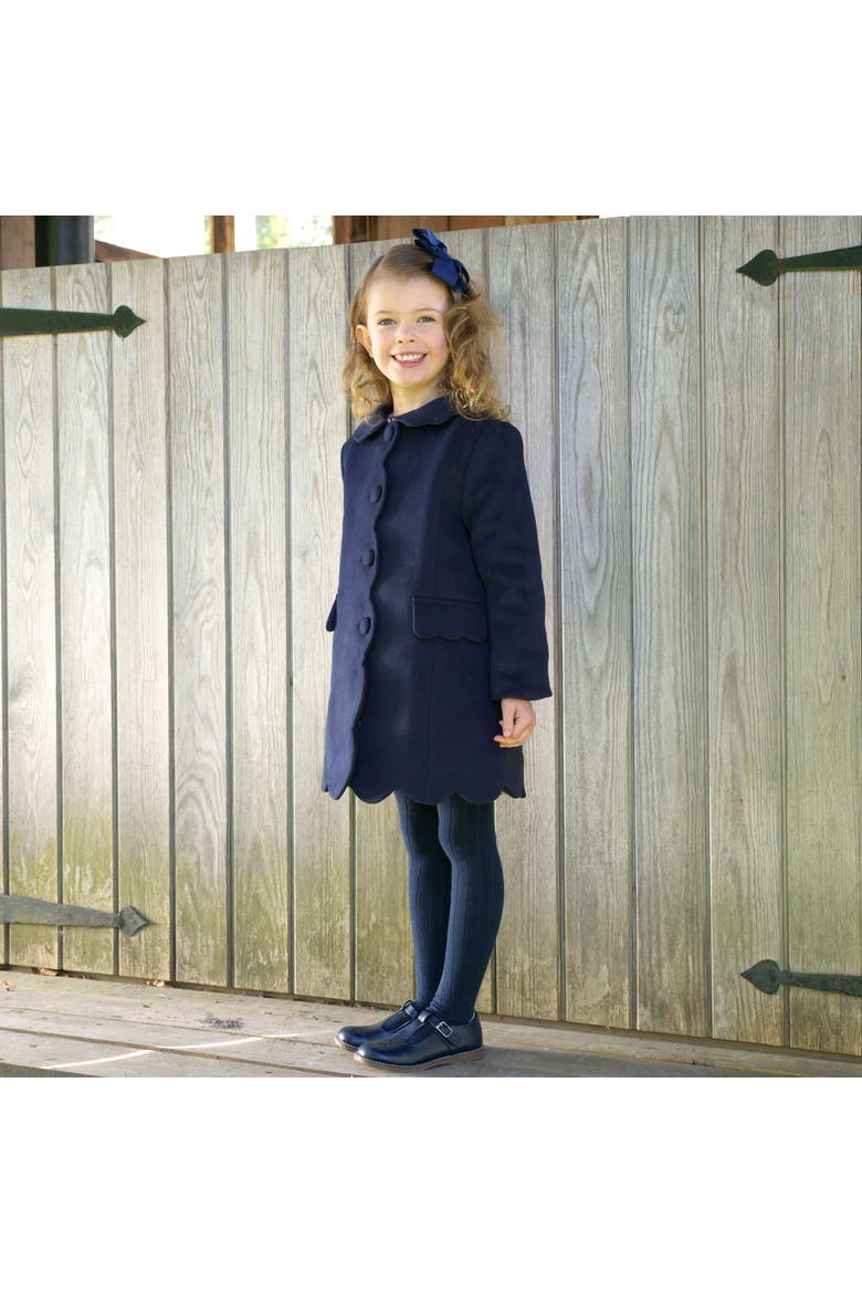 Scalloped Dress Coat, Alternate, color, Navy