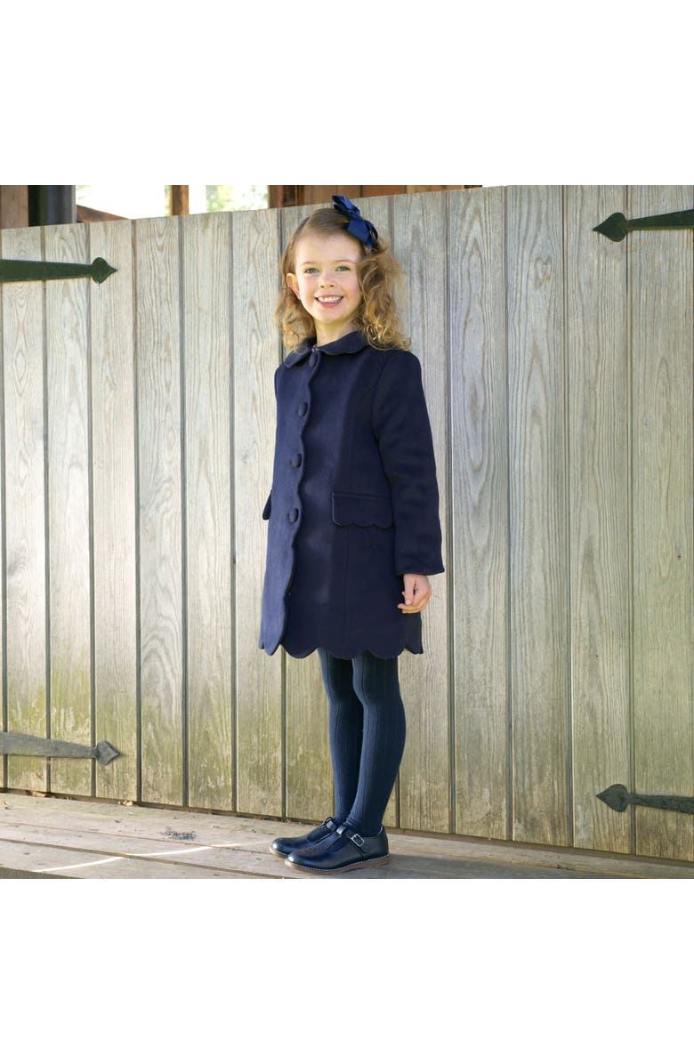 Rachel Riley Scalloped Dress Coat, Alternate, color, Navy