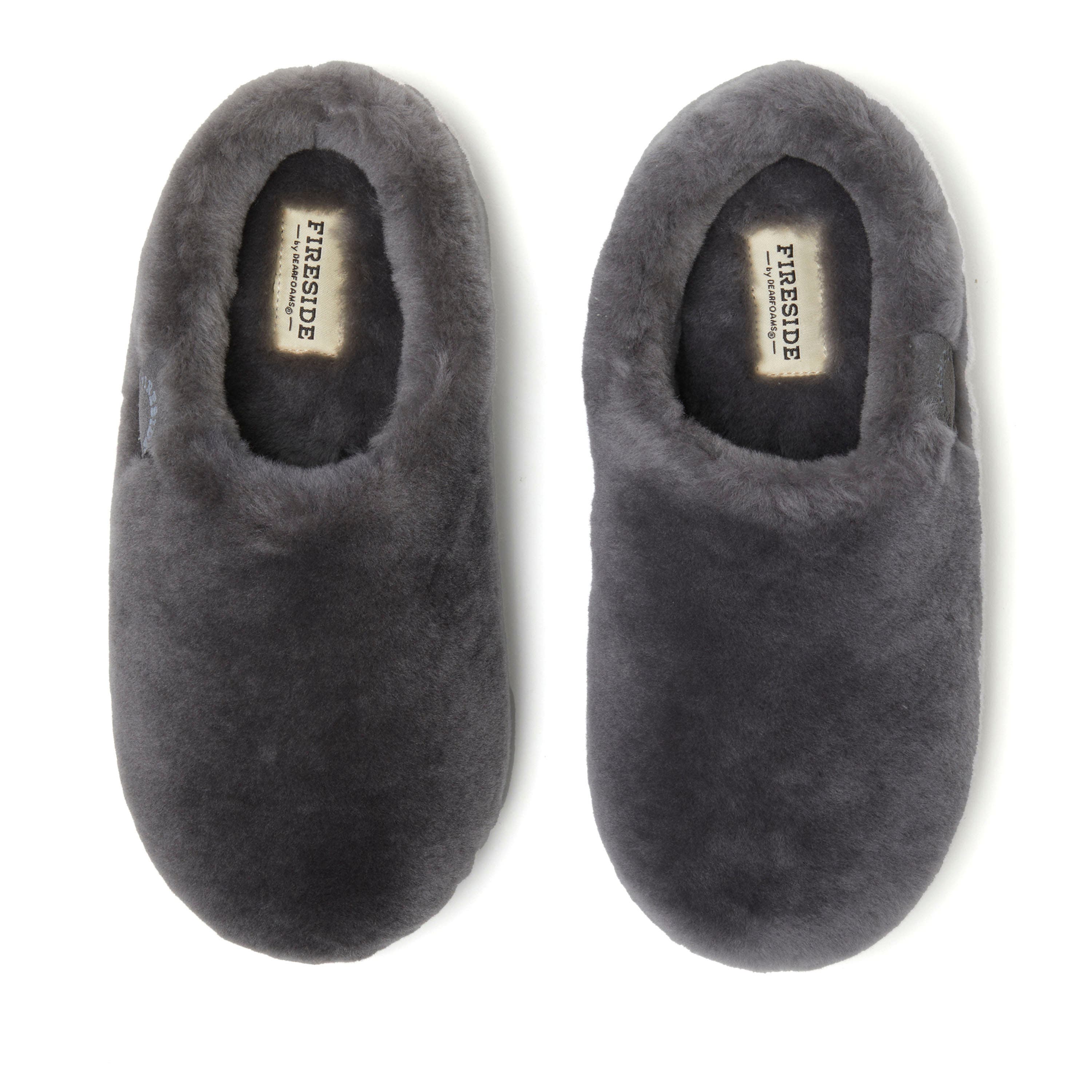 DEARFOAMS Fireside Maryboro Genuine Shearling Platform Fuzzy Clog Slipper, Alternate, color, Grey