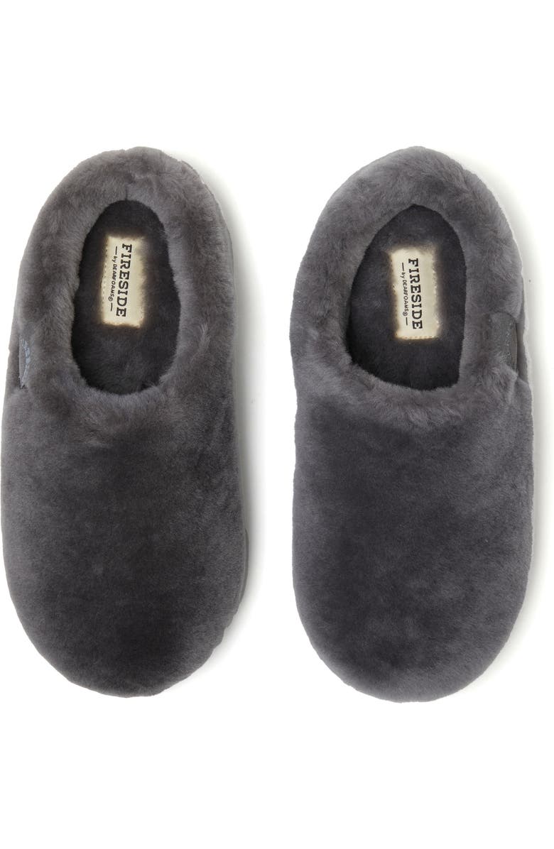 DEARFOAMS Fireside Maryboro Genuine Shearling Platform Fuzzy Clog Slipper, Alternate, color, Grey